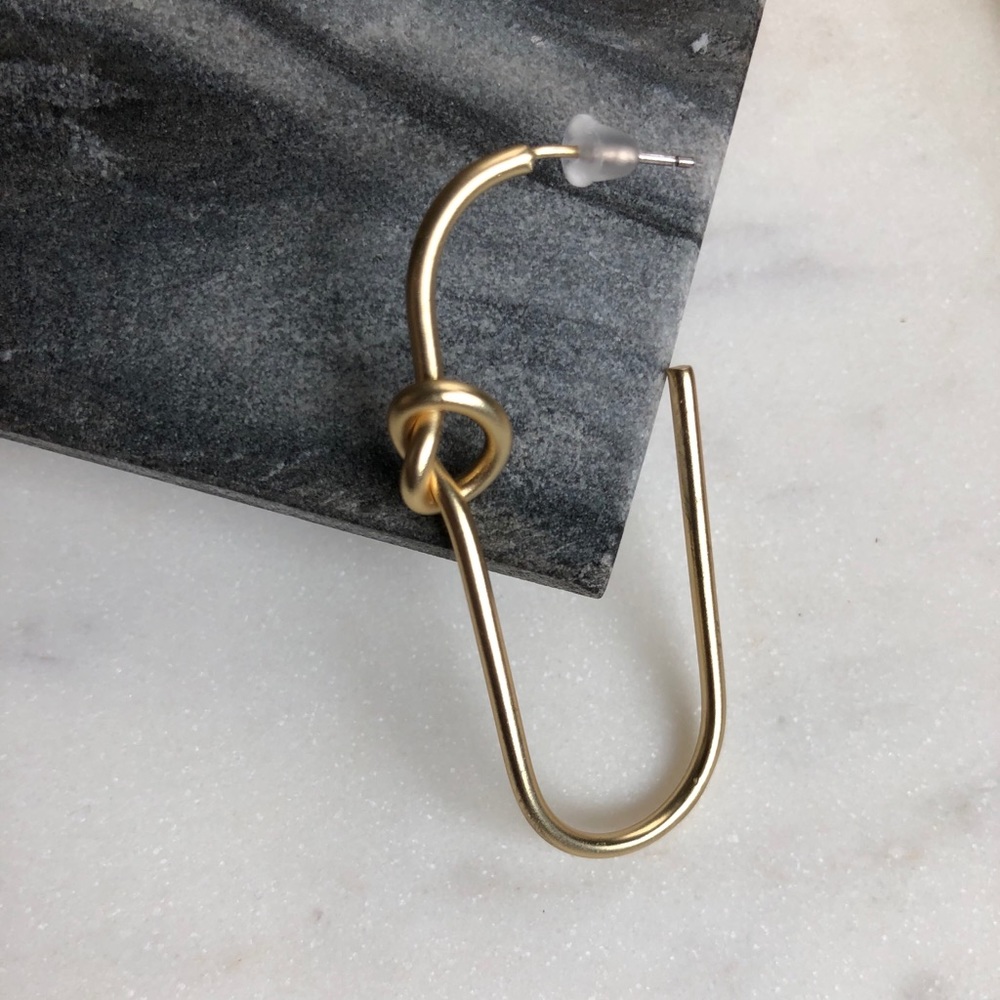 Knotted U Shaped Hoop Earrings - Picture 3 of 6